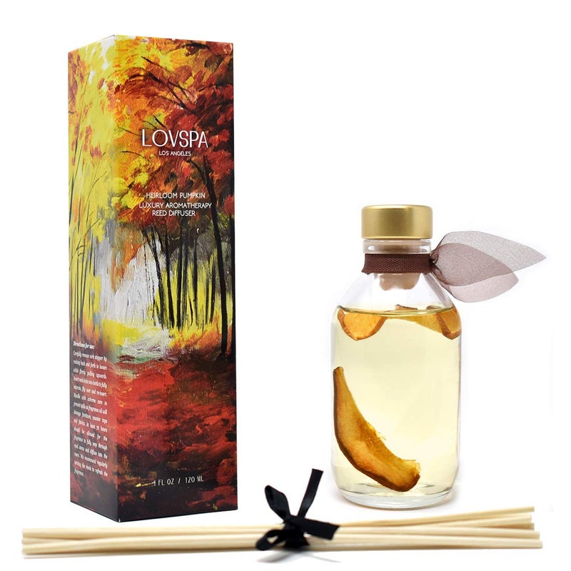 LOVSPA Reed Diffuser Set, Apple Harvest Scented Oil Diffuser with Sticks, Home Fragrance Accessories for Bathroom Shelf Decor, Aroma Diffusers for Home or Office Fall Decor, USA Made - Image 2